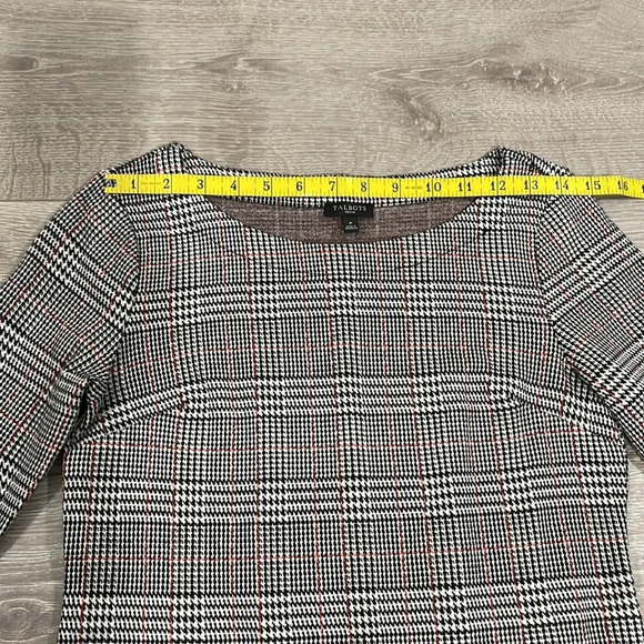NWOT Talbots Petite Pearl Button Cuff 3/4 Sleeve Plaid Top P (0-2 Petite) - Picture 7 of 16